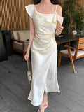 Fongt Special Price Does Not Return] Xiu Xixi 2025 Summer Out-To-Shoulder Flower Dress High-End Long Dress 88305