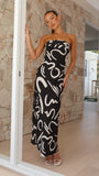 Fongt / Summer 2024 New Women's Fashion Print Strapless Back Sexy Dress-22023-Outfit