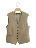 New Cotton Blended Short Vest Vest-Outfit