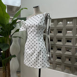 Literary And Artistic Self-Sense Design 2025 Pop Wave Point Oblique Shoulder Tie Bow Girl