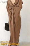 Clothes Women Vintage Sleeveless V-Neck Maxi Long Dresses Sundress