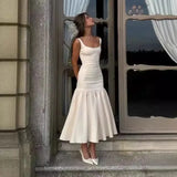 Fongt Summer New Women's Dress French Retro Sleeveless Collar Temperament Spliced Slinging Dress