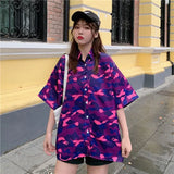 Shirt blusas Female ulzzang short sleeve women blouse 2021 summer oversized gothic printing blouses Korean womens