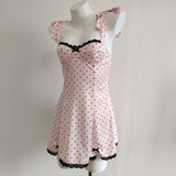 Fongt Style Collar Wave Point Sling Dress Woman 2025 New Summer High-End Feeling Waist-Back Sling Bow Skirt