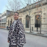 Fongt Women's Explosive Two-Colored Leopard Cotton Coat