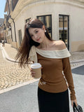 Fongt Xixi 2025 Autumn White Standard Korean Version Of Elegant Temperament Collar Tie With Thin Knitted Shirt Top Lady 89569