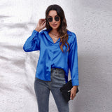 Fongt Shirt Women's Denswear Simulation Silk Long-Sleeved Shirt New Women's Clothing