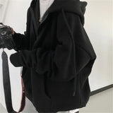 Women Hoodies New Autumn Casual Solid Color Harajuku Oversized Sweatshirts Korean Version Zip Up Long Sleeve Hoodie Coats
