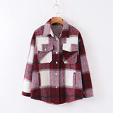 Autumn Women's Wear Urban Leisure Woolen Plaid Shirt Jacket-Outfit