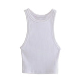 2021 Summer Women Solid Basic Cropped Tanks Top Sleeveless Backless Female Tops