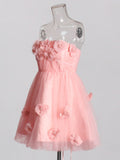 Spring 2025 New Fashion Sweet Three-Dimensional Mesh Flowers Splicing Design Tighten Bra Short Dress Dress