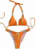 Fongt New Snake Perms Gold Bikini Crystal Diamond Metal Accessories Split Girls Holiday