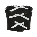 Fongt 2024 New Women's Wear Chic Sexy Bow Tight Love Flounce Small Vest-Outfit