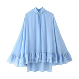 Fongt Summer New Sleek Double-Layer Lotus Side Pendulum Solid Dress