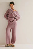 Women's Autumn Knitting V-Neck Long Sleeve Jacket Loose Casual Pants Leg Trousers Two-Piece Set-Outfit