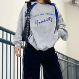 Contrast Letter Graphic Pullover Sweatshirt-Outfit