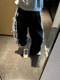 Lace Stripe Bow Trackpants-Outfit