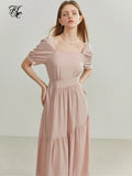 Generous Collar Elegant Commuter Dress Women's Summer 2022 new Temperament High Wasit Vintage Casual Lyocell Fabric