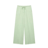 Fongt Women's INS Burst Linen And Cross-Coat Fashion Trousers Set