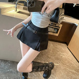 Fongt Half-Dress Girl Hottie Thin A-Word Short Skirt Summer New High-Waist College Style Pure Folding Skirt