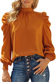 Sleeve Turtleneck Bubble Casual High Collar Loose Top Women's