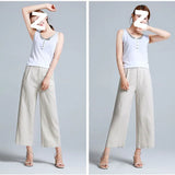 Fongt New Wide-Legged Trousers Women's Summer Nine-Point Trousers Straight Slacks Loose Large Cotton Trousers Women's Casual