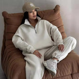 Fongt New Casual Fashion Splicing Thick Long-Sleeved Trousers Set