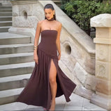 Fongt Summer New Women's Temperament Dress Romantic Atmosphere Spliced With A Hundred Folds Of Bra Dress