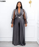 Pleated Jumpsuit Fall Clothes African Dresses For Women 2021 Club Outfits Dashiki Ankara Evening Party Plus Size Africa