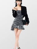 Sexy Strap Dress Women Sweet Leopard Print Slip Mini Dresses Y2K Holiday Sequin High Waist Dress Chic