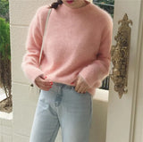 Cashmere Elegant Women Sweater 2020 New Korean Knitted Basic Pullovers Vintage Soft Female Jumper Imitation Mink