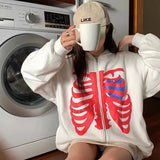 Fongt Batch Hoodie Jersey Bone Dark Y2k Zipper Plus Velvet Clothes