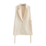 New Lace-Up Forked Vest Suit Vest In The Spring Of 2024-Outfit