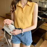 Fongt Style Summer Solid Color Basic Vest Vest Women Wear A Shirt Sleeveless Chiffon Bottom Inside The Top-Outfit