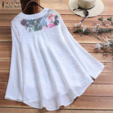ZANZEA Women's Autumn Blouse Elegant Printed Shirt 2022 Vintage Floral Casual Blusas Female Long Sleeve Shirts
