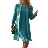 Fongt New Women's Color Lace Dress Two Coat