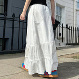 Vintage Lace Trim Ruffled Maxi Skirt-Outfit