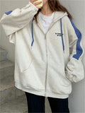 oversized hoodie with zip and blue