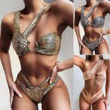 Fongt 2023 Bikini Sexy Bikini Hot Style Hot Gold Fabric Swimsuit Ladies Split Swimsuit New-Outfit