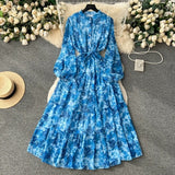 Fongt Fragile Chiffon Dress Women's Autumn Dress New Over-Knee Dress Gentle Wind-Float Mid-Floive Mid-Flouse Fairy Dress