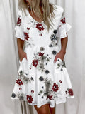 Ruffles Loose V-Neck