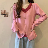 Fongt Size Fat Mm Cover Belly Autumn Women's T-Shirt Inside The Design Feeling False Two Long Sleeve Bottom Shirt Cover Flesh Show Thin Top-Outfit