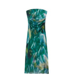 Fongt New Women's First-Word Screen Printing Dress Folds