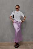 Spring And Summer New Imitation Silk Skirt Satin Skirt Women's Casual T-Bag Hip Skirt-Outfit