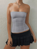 Paneled Solid Color Bandeau Top-Outfit