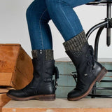 Boots Women Basic Women Mid-Calf Boots Round Toe Zip Platform Decor Female Shoes Warm Lace Up Boots