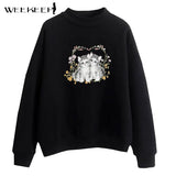 Casual Oversized Sweatshirts Women Cute Cat Print Pullover Autumn Long Sleeve Loose Harajuku Streetwear Korean