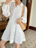 Fongt 2025 New White Shirt Women's Long-Sleeved French Design Dress Holiday