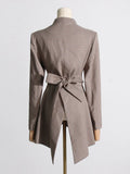 Fongt 2024 New Fashion Temperament Cross-Strap Hollow Design Sense Waist Show Thin And Long Suit Jacket-Outfit