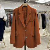 Fongt Jacket Female Spring And Autumn 2024 New Korean Version Temperament Small Academic Wind Loose Casual Yellow Small Suit-Outfit